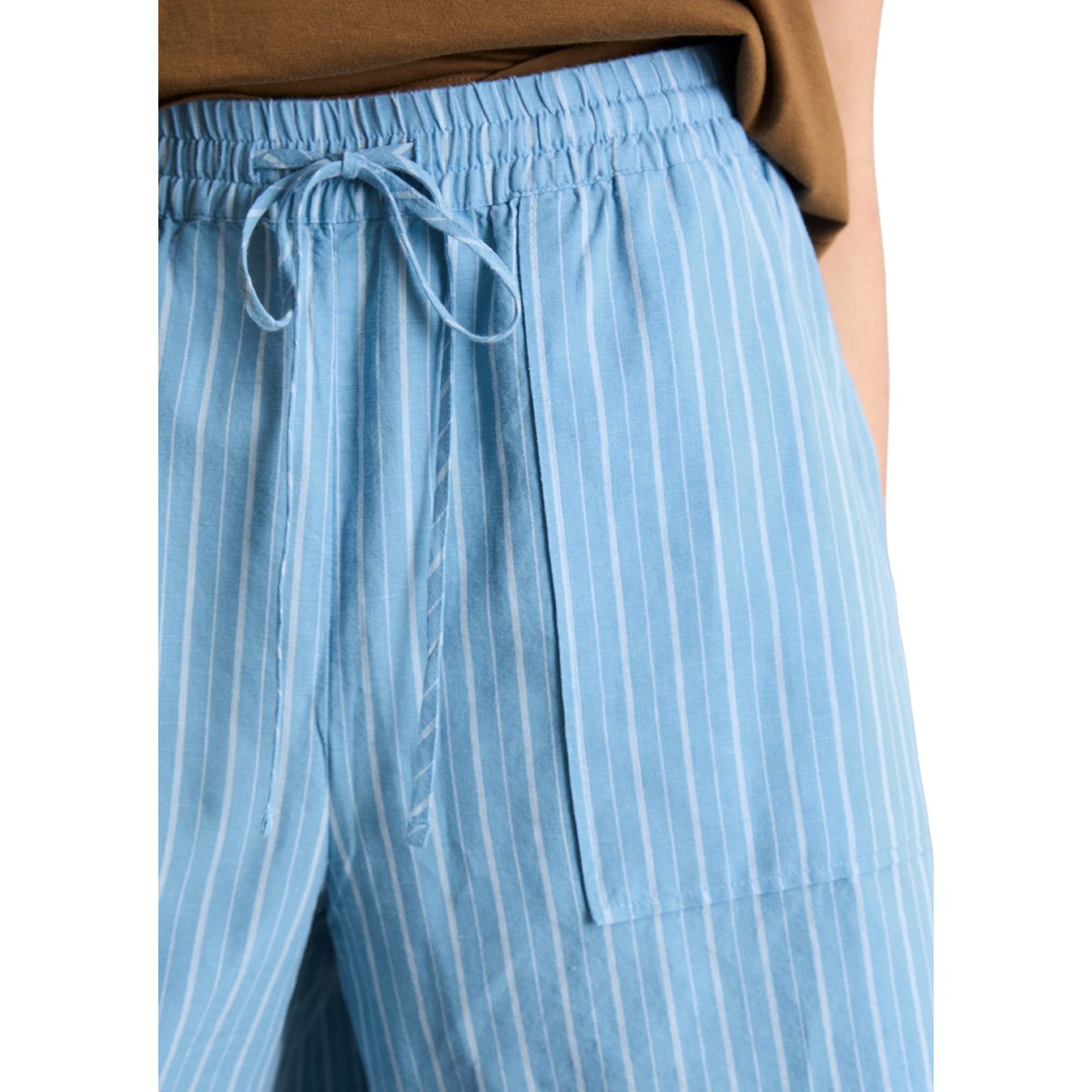 Short rayé régulier en mélange de lin et de coton bleu, MARC O’POLO DENIM