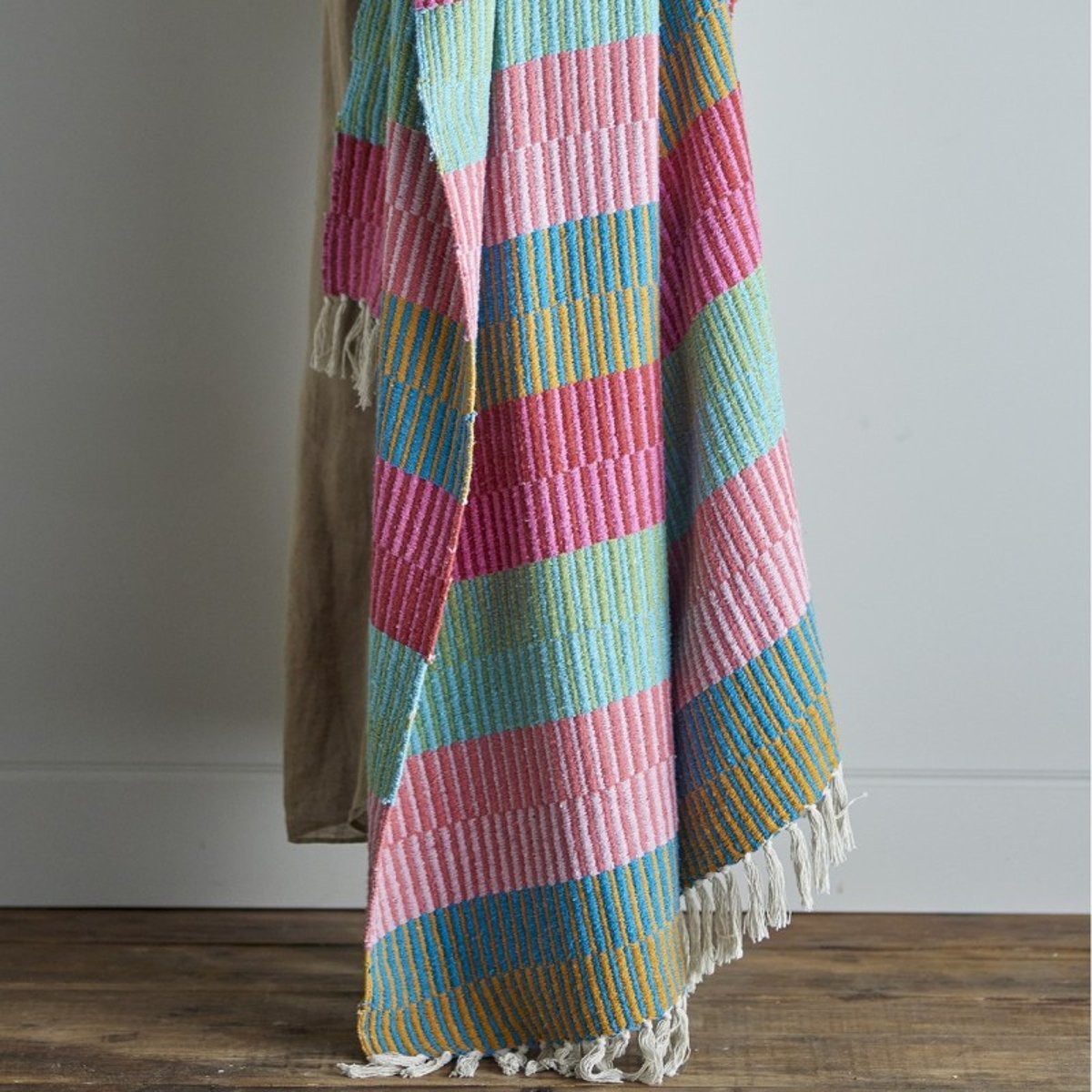 Plaid rayures coton recyclé  ISNEL multicolore, BLOOMINGVILLE