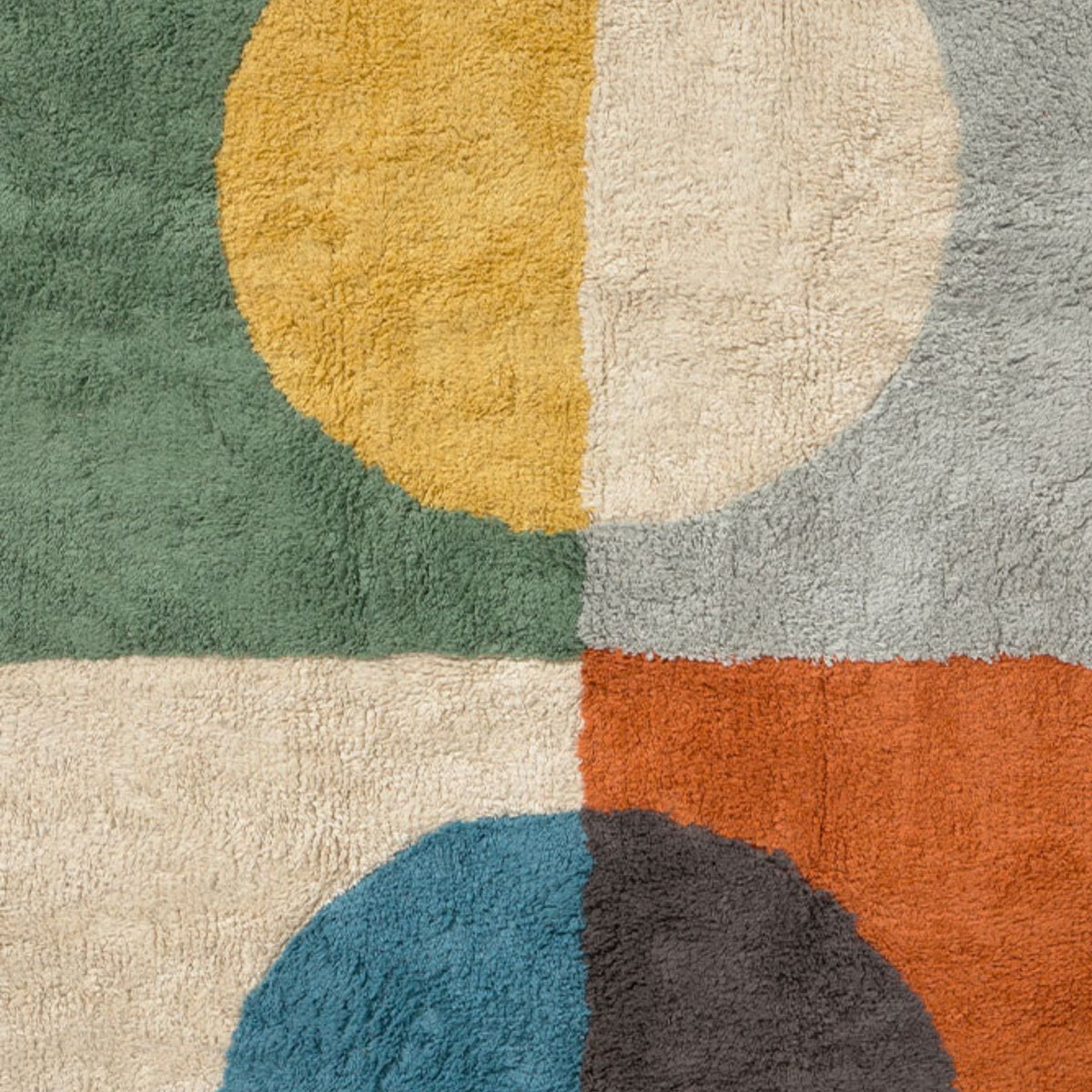 Tapis lavable, lentille à illusion rectangulaire LESS IS MORE bleu wahle, landon frost, naturel, miel foncé, terre cuite, pétrole, gris foncé, LORENA CANALS