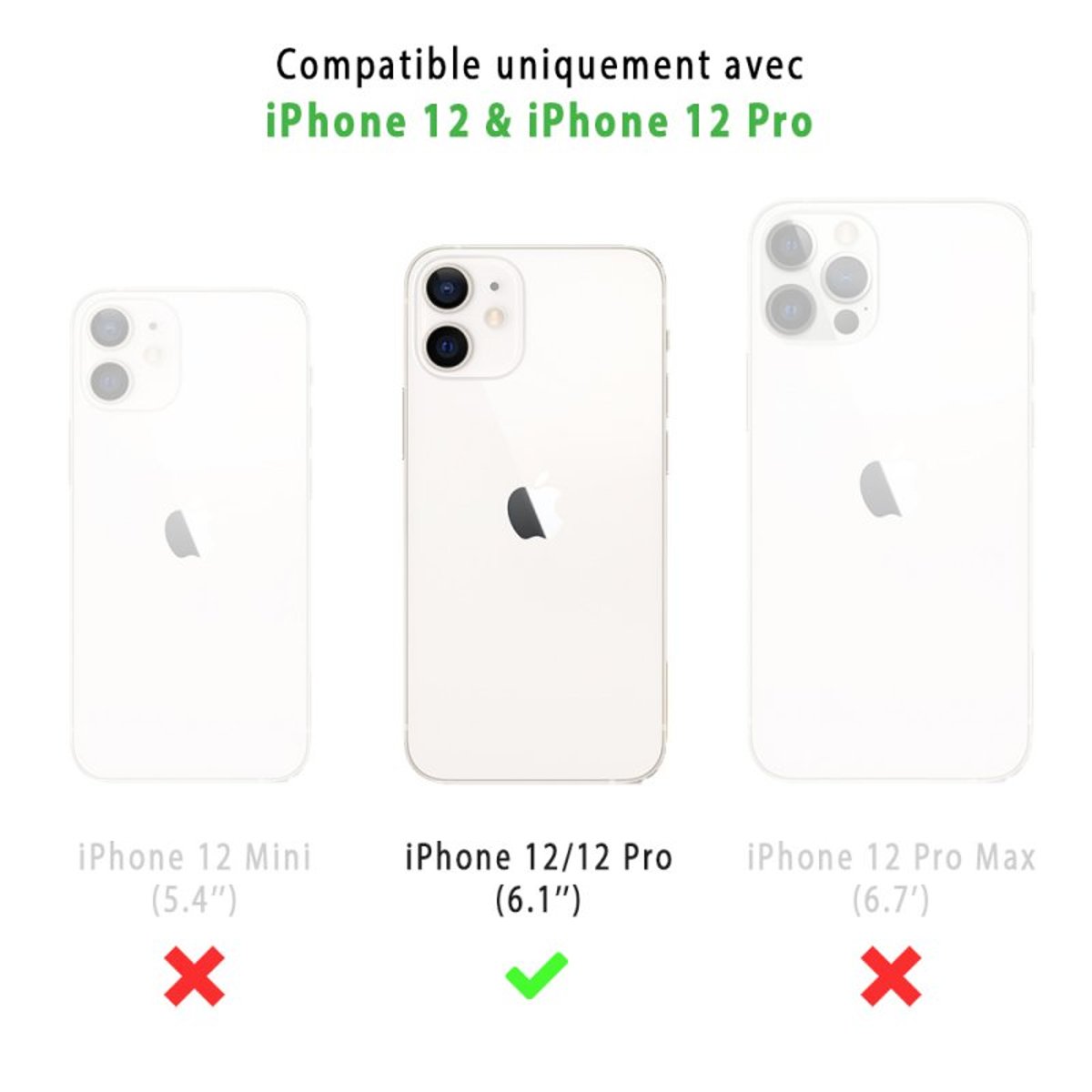 Coque iPhone 12/12 Pro antichoc + 2 vitres bleu, EVETANE