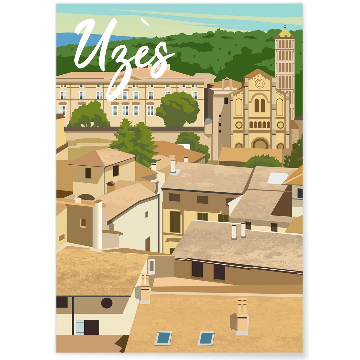 Affiche ville Uzès blanc, L'AFFICHERIE