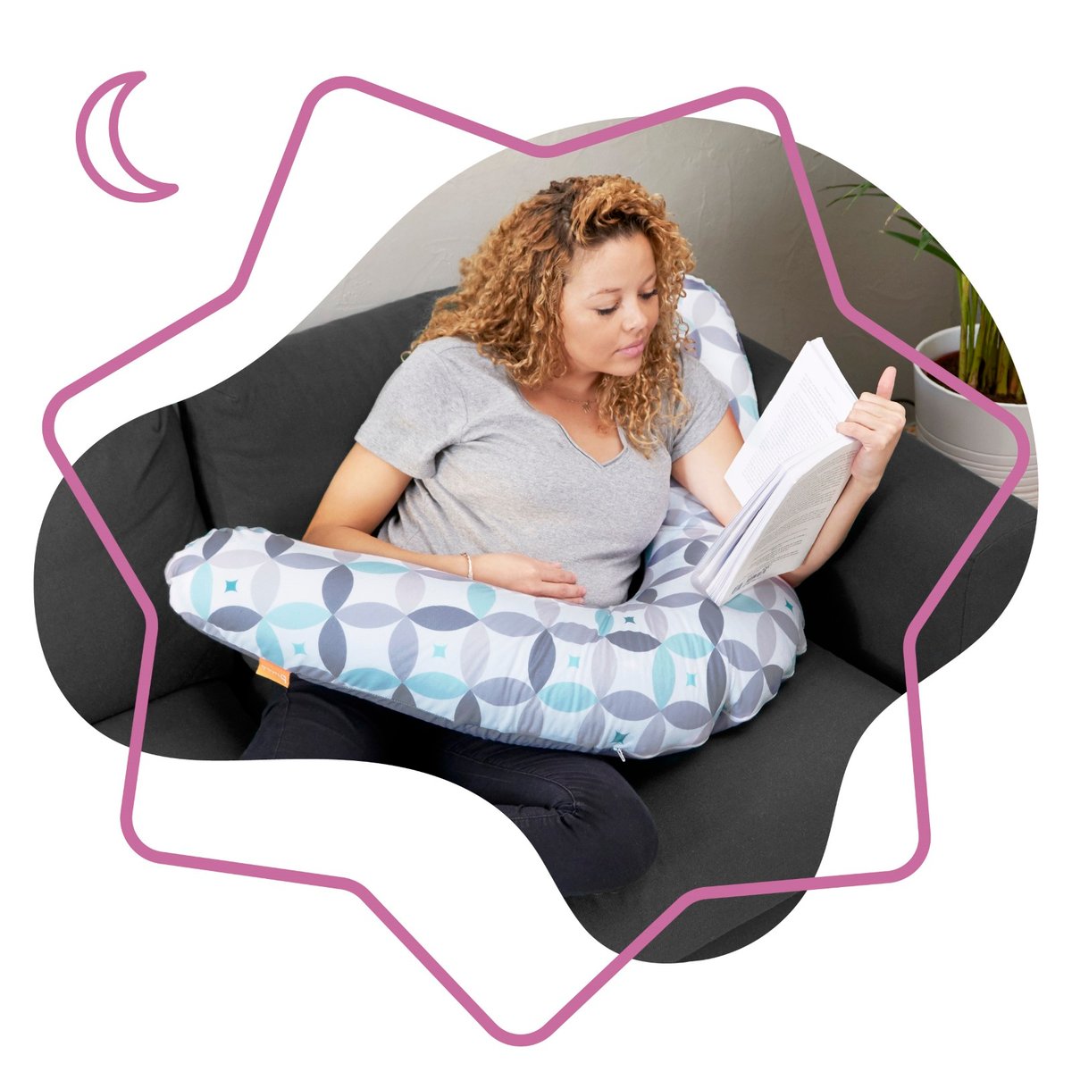 Coussin de maternité graphique gris, BADABULLE