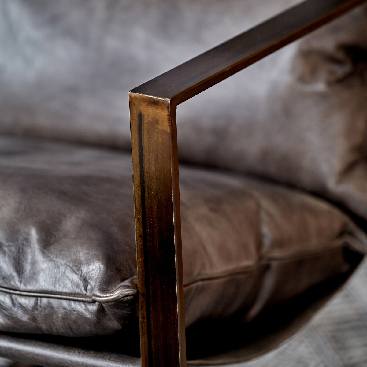 Noma Vintage Leather Accent Chair & Footstool charcoal grey, SO'HOME