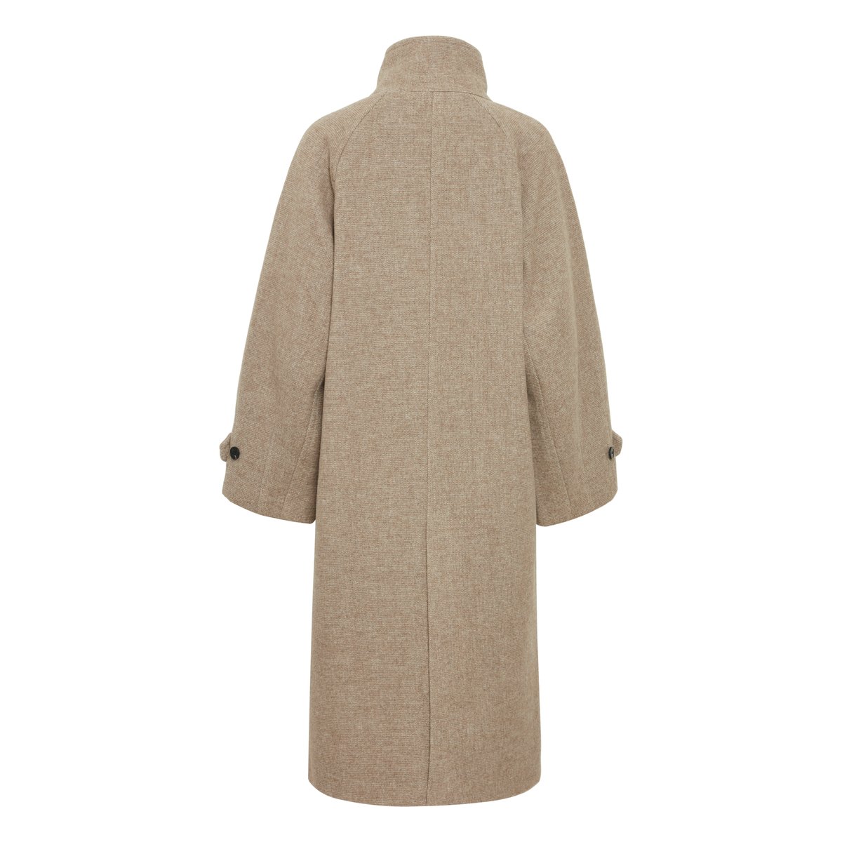 Manteau coupe oversize col montant desert taupe melange, ICHI