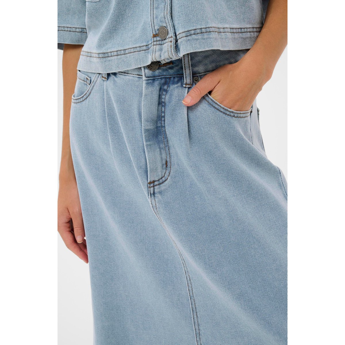 Jupe casual bleu light blue washed denim, KAFFE