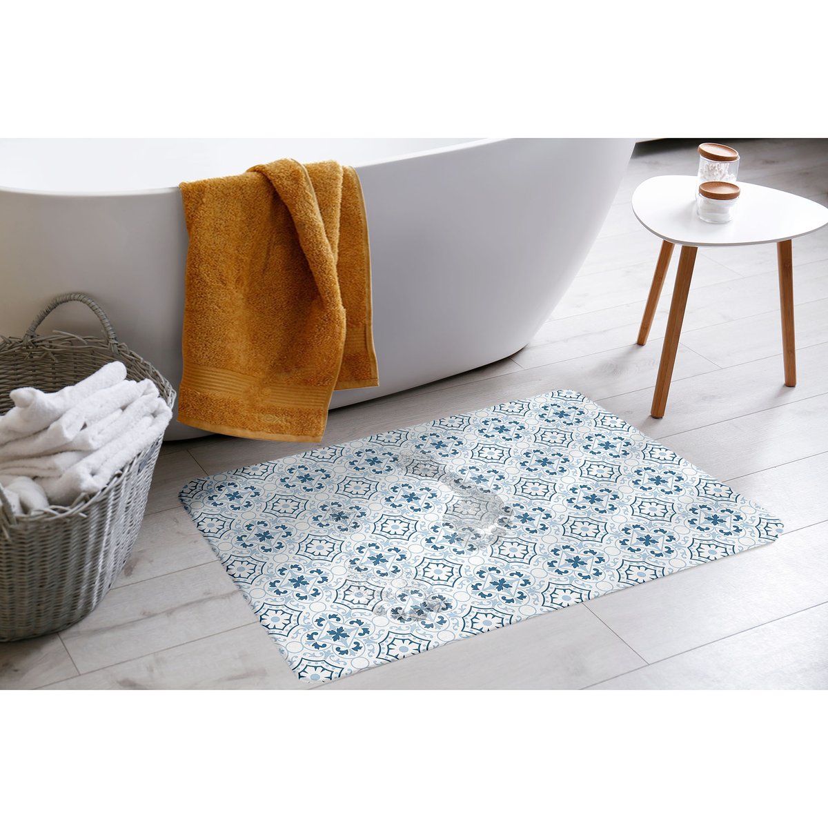 Tapis de bain en diatomite Atlanta blanc, EDEN
