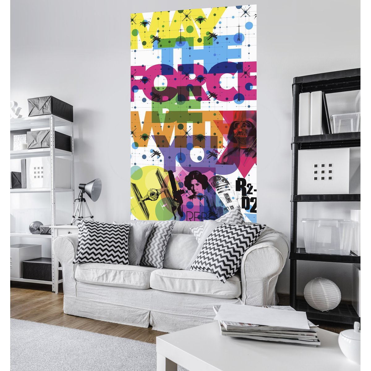 Papier peint Komar - Star Wars Pop Neon Geometrics Leia - 120 x 200 cm multicolore, HEXOA