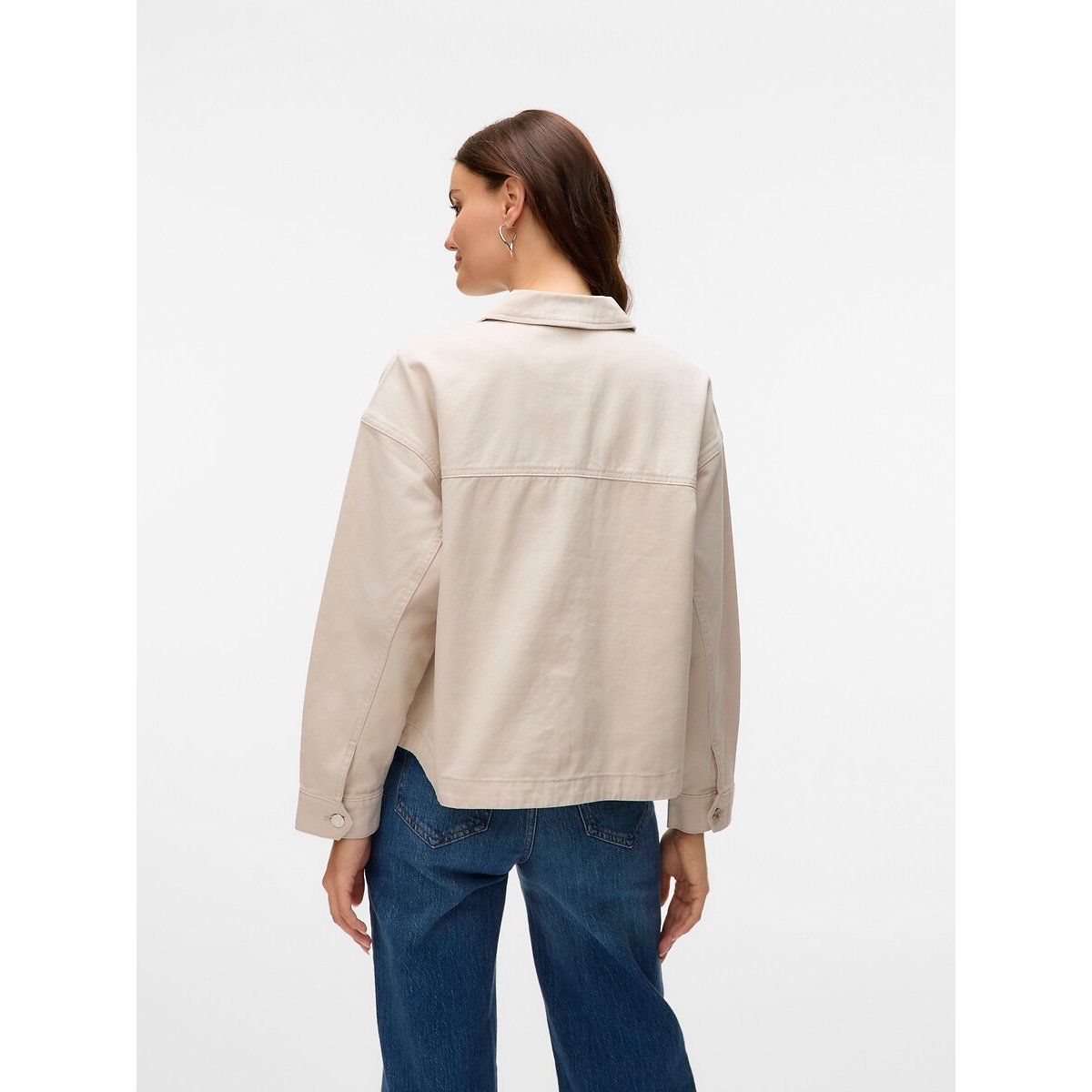 Geknöpfte Jeansjacke mit Taschen, Polokragen ecru, VERO MODA