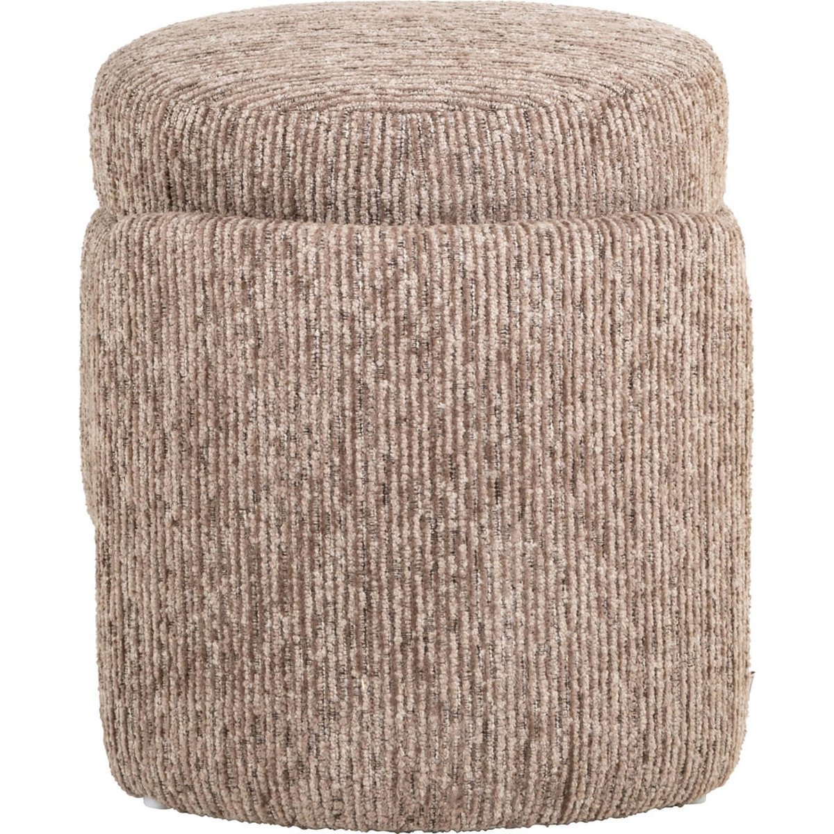 Pouf coffre de rangement en tissu texturé mocca linéaire, RECOLLECTION