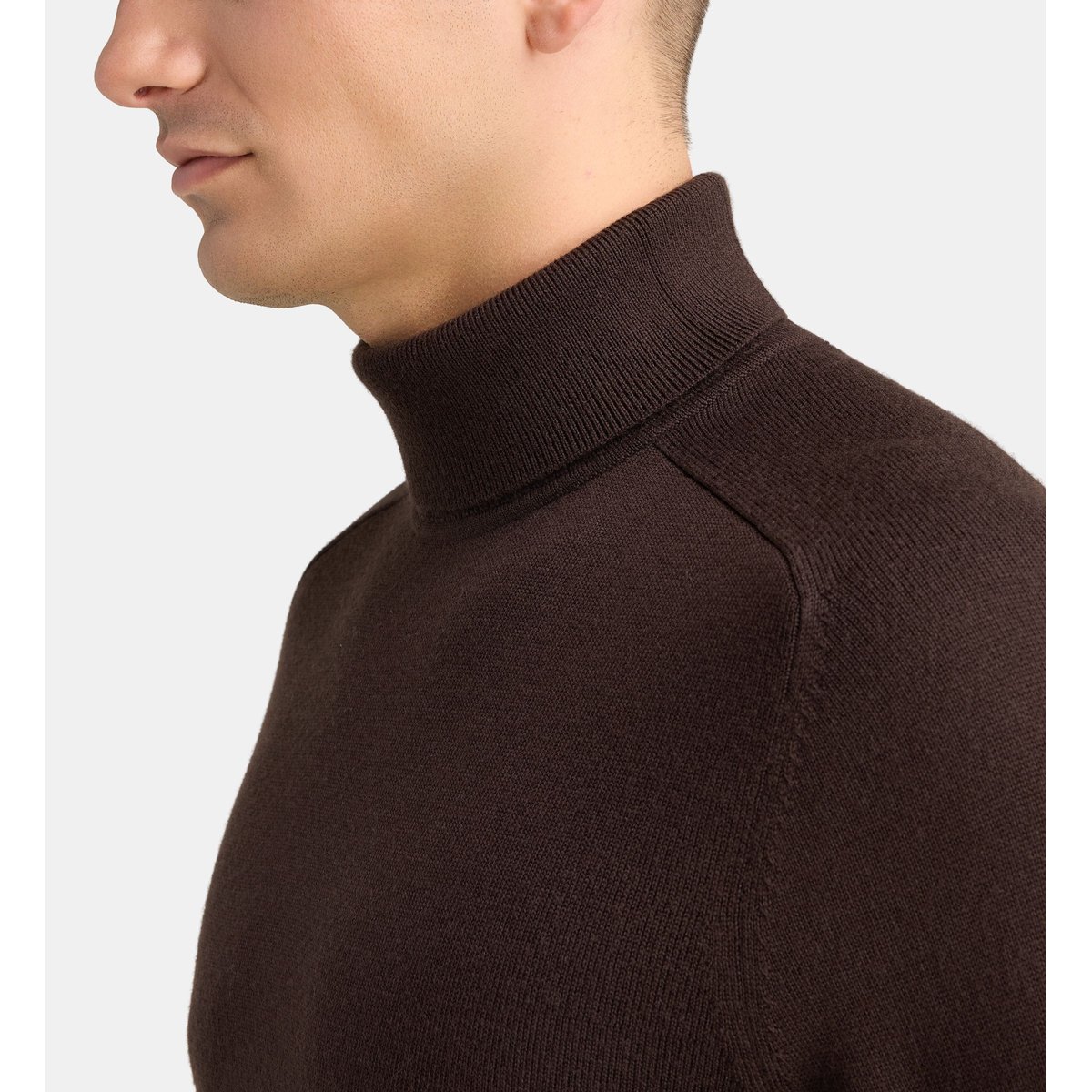 Pull droit brea col roulé laine marron, COMPTOIR GL