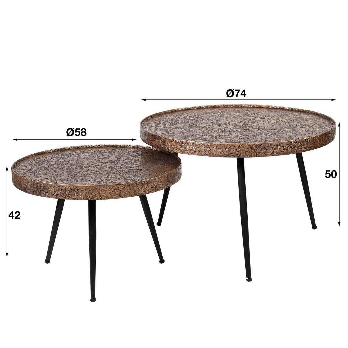 Table gigogne industrielle effet métal doré (lot de 2) doré, PIER IMPORT
