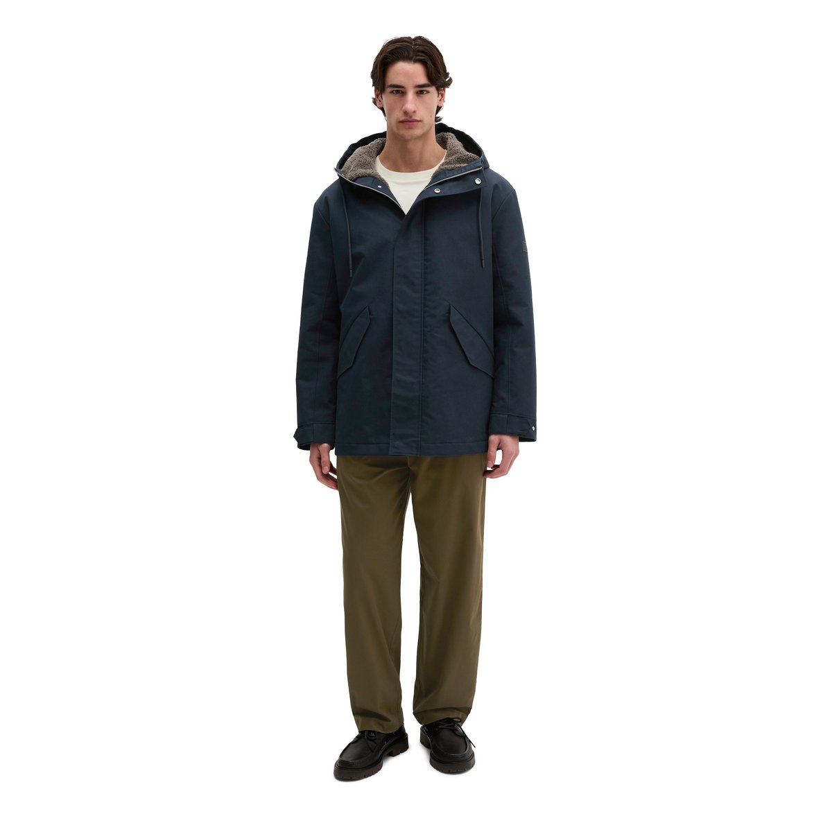 Parka à capuche coupe classique avec doublure en peluche et rembourrage bleu, MARC O'POLO