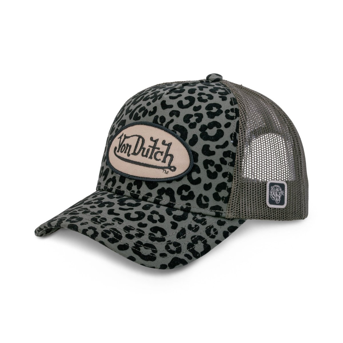Casquette trucker LEOPARD kaki/noir, VON DUTCH