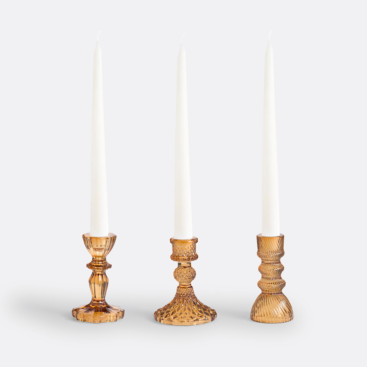 Kandelaar in glas H10,3 cm, Carsa amber, LA REDOUTE INTERIEURS