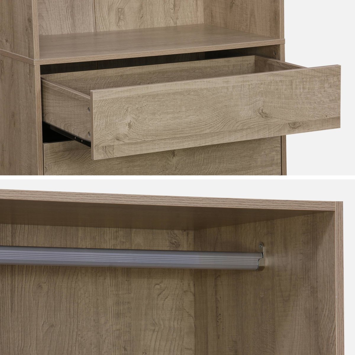 Module dressing décor bois 4 tiroirs 1 penderie NEPAL naturel, SWEEEK