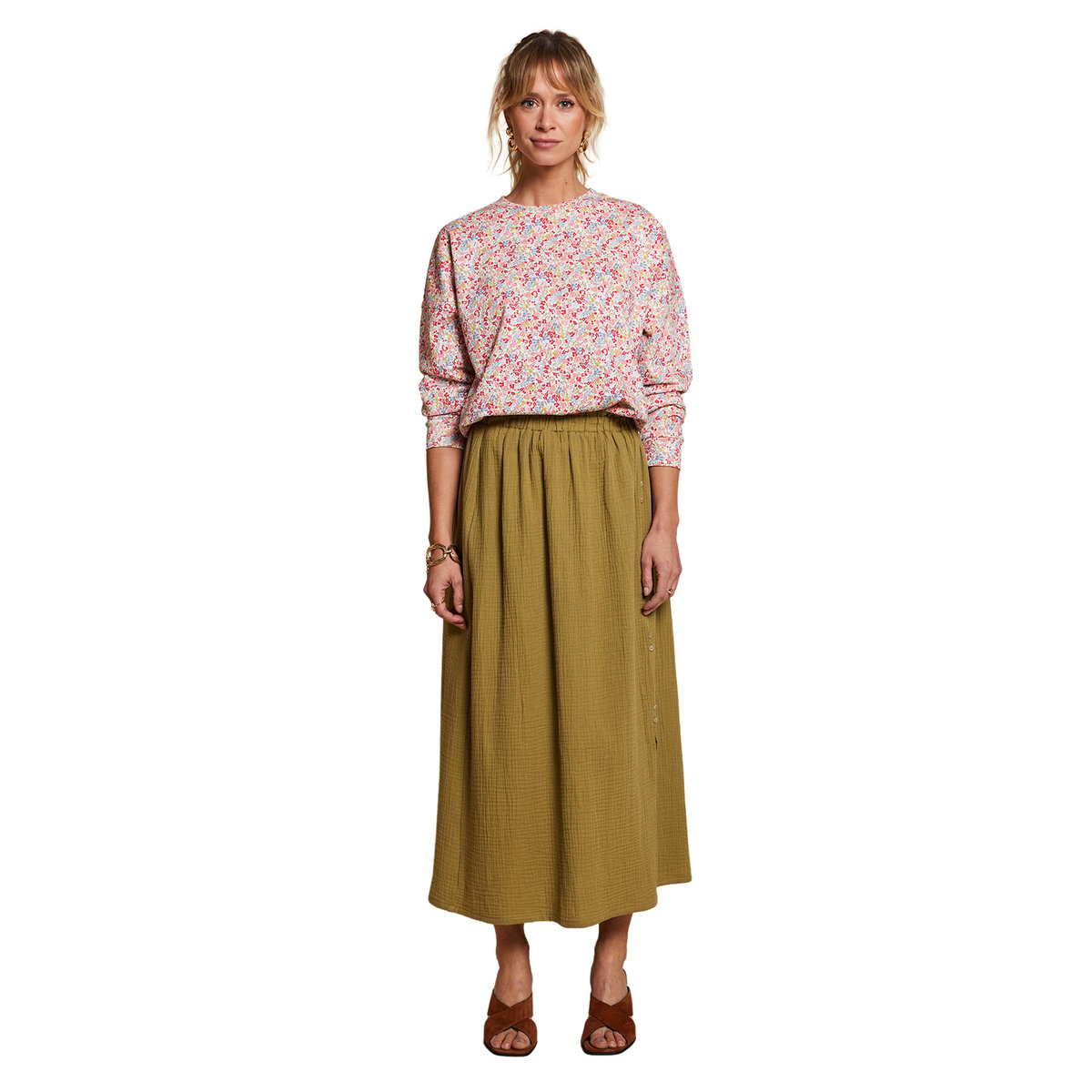 Jupe gaze de coton Capsule mère- olive, ENVIE DE FRAISE