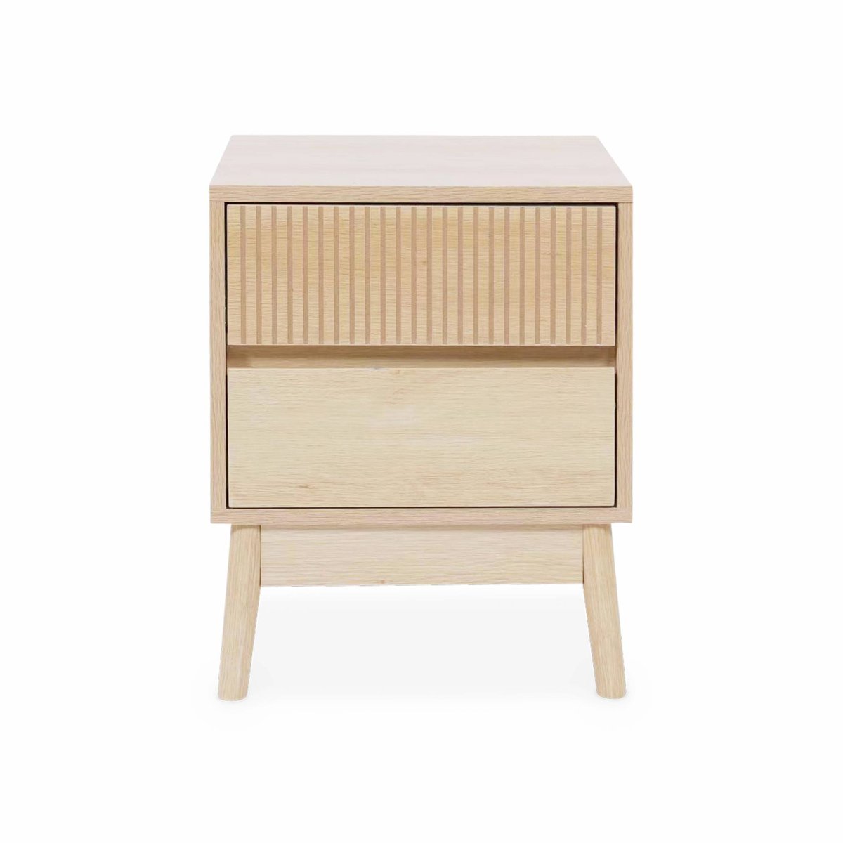 Table de chevet décor bois 2 tiroirs LINEAR bois foncé, SWEEEK