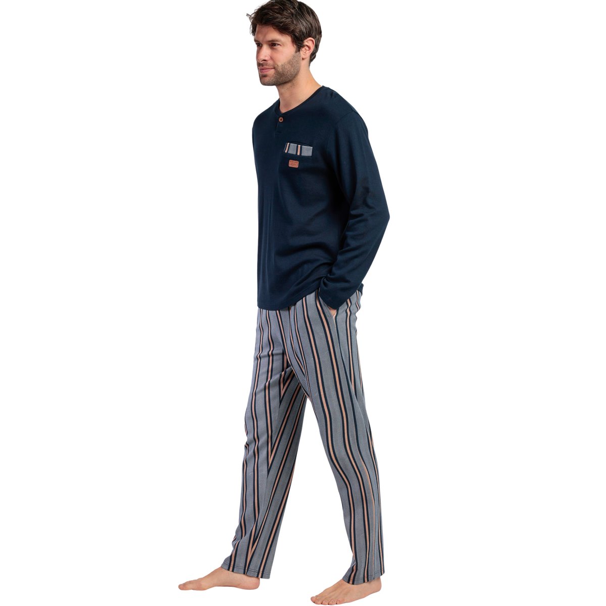 Pyjama pantalon top manches longues Pointe Antonio Miro bleu marine, ADMAS
