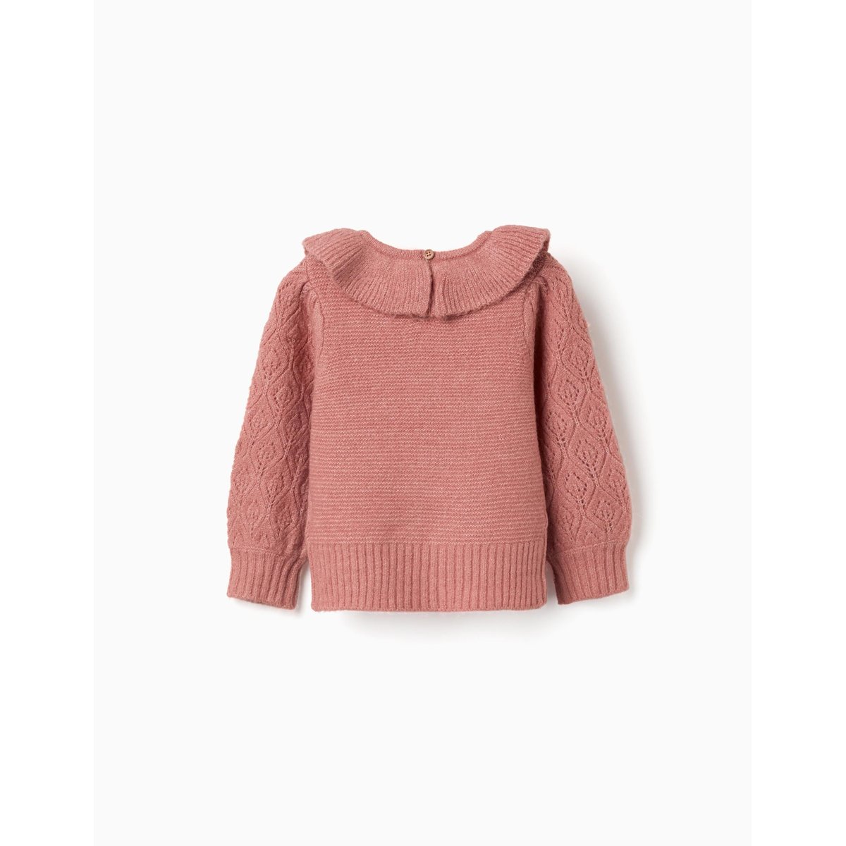 Pull en maille ajourée avec col à volants rose, ZIPPY