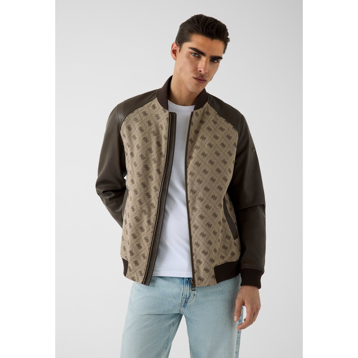 Veste Bomber Monogramme marron multi, GUESS