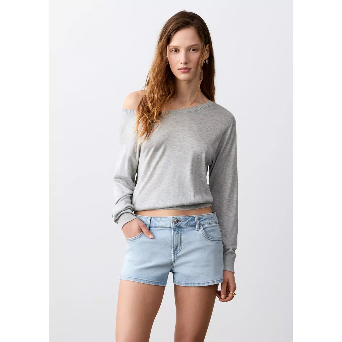 Short micro taille basse bleu clair, MANGO TEEN