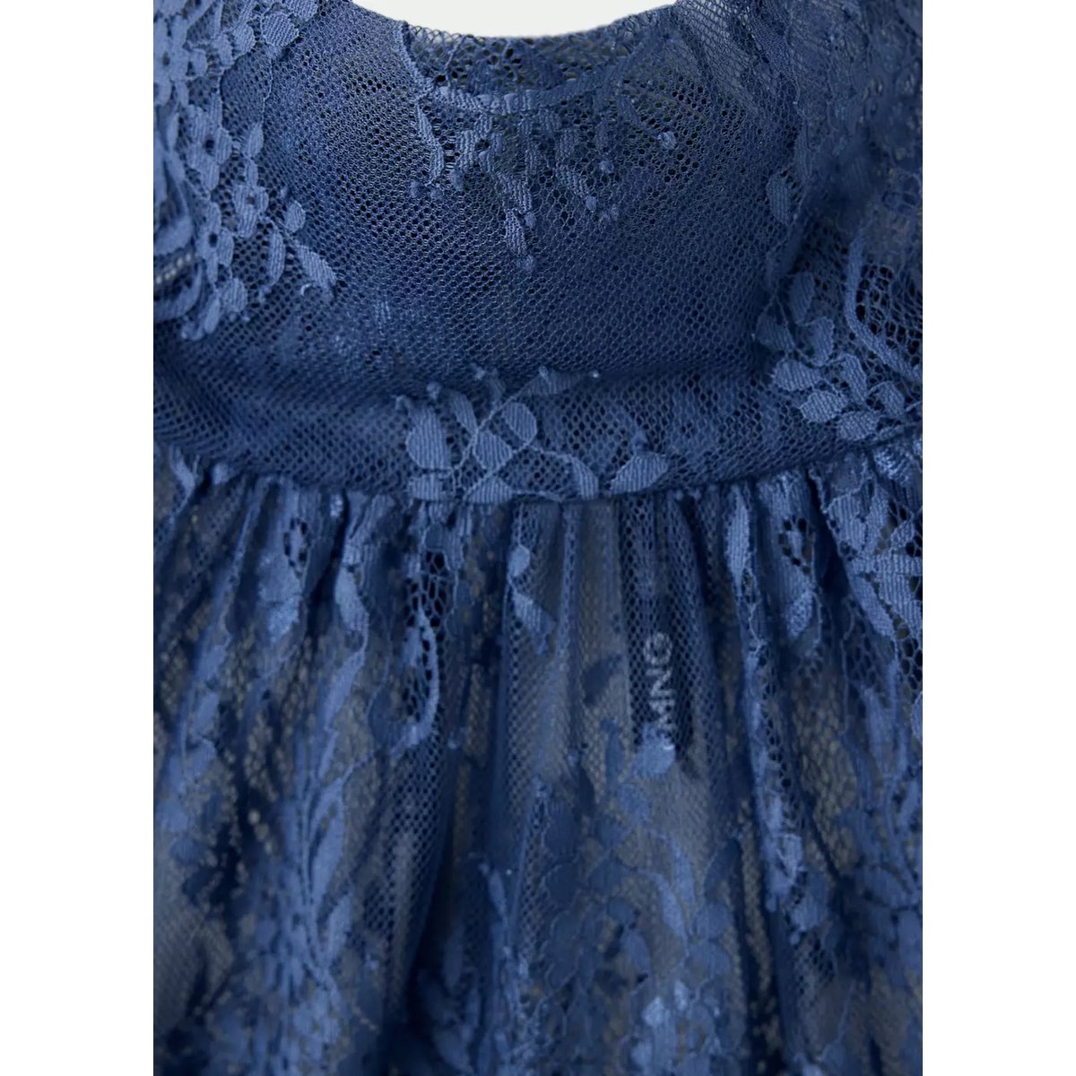 Blouse dentelle fleurie bleu, MANGO