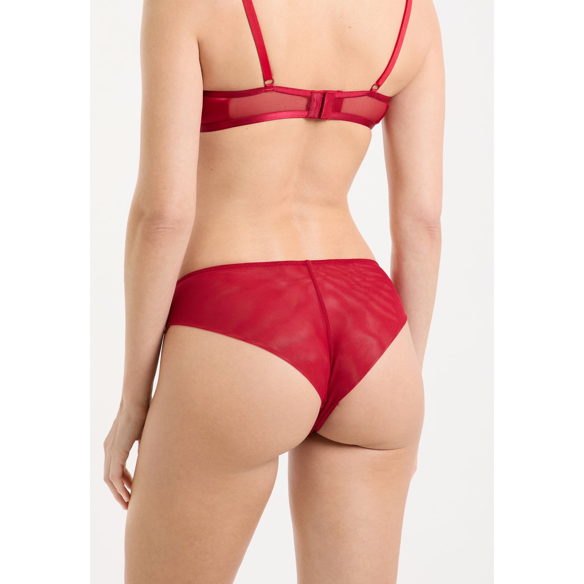 Hipster en tulle brodée AMARYLLIS rouge, ETAM