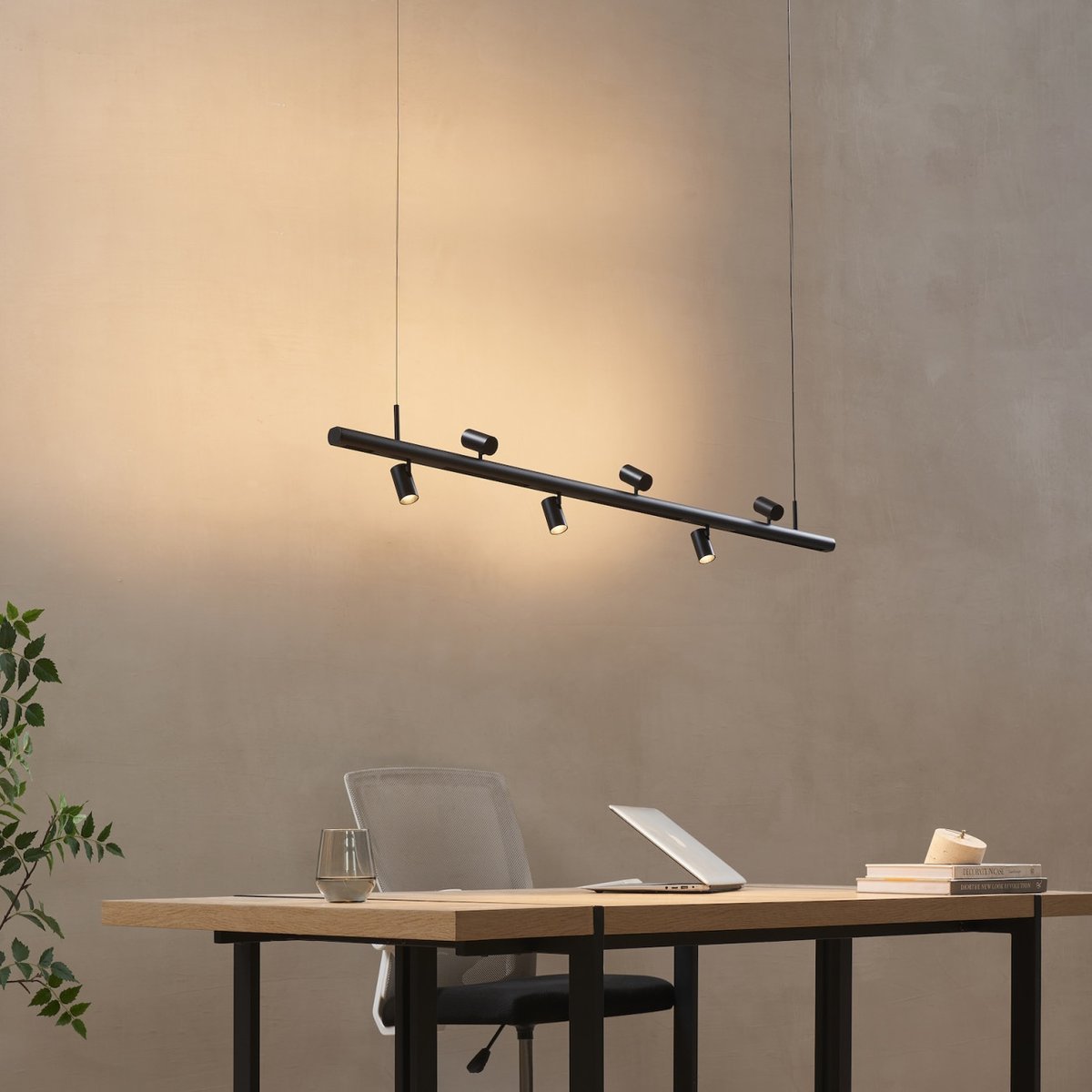 Suspension 6 spots LED orientables - LYNE noir, KOSILUM