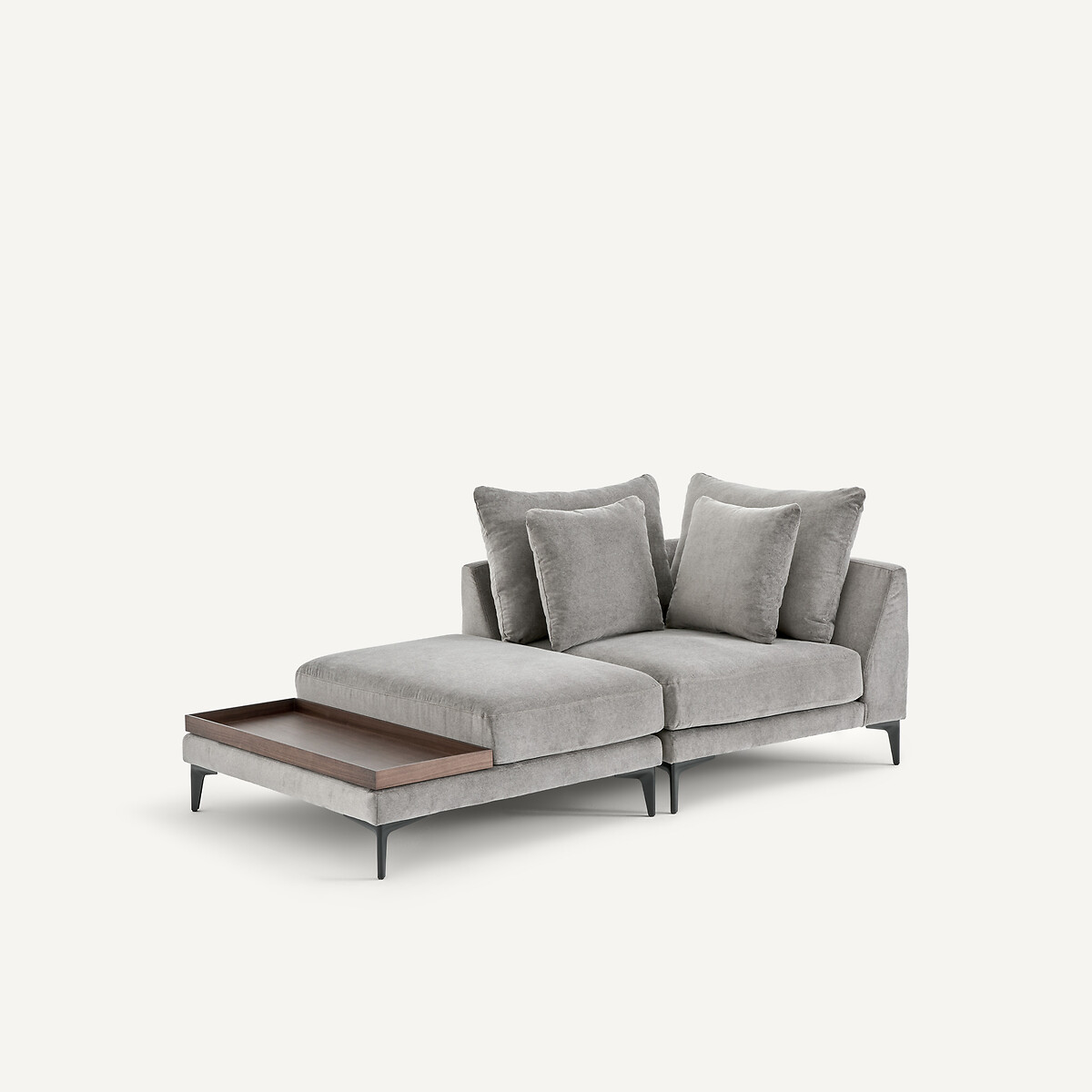 Canapé d'angle en velours stone, MODERNISTE gris souris, EMMANUEL GALLINA X AM.PM