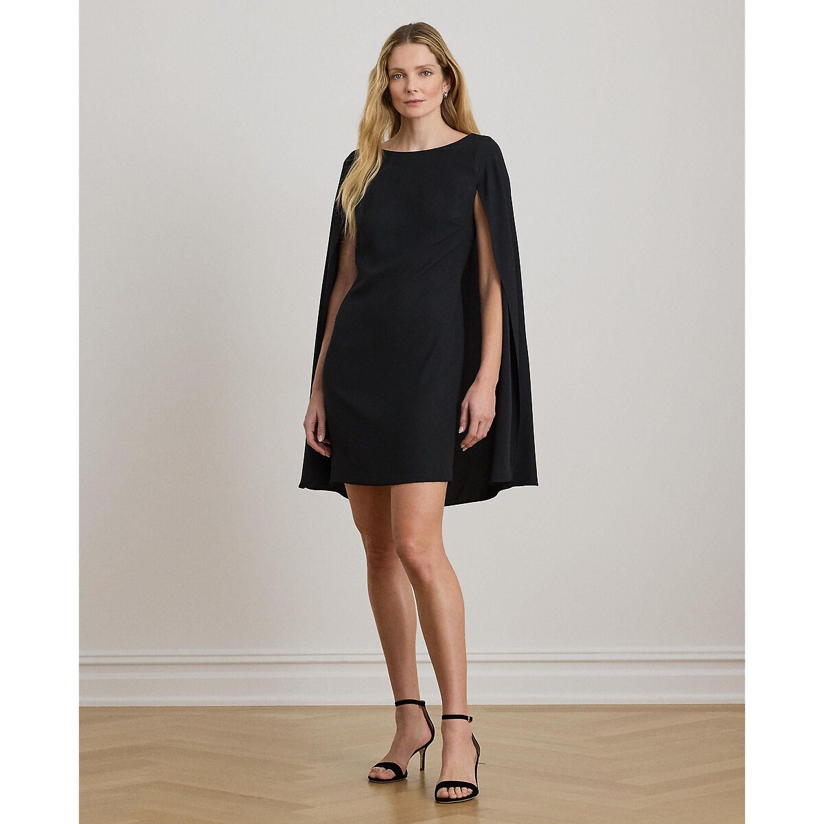 Robe courte cocktail col bateau cape PETRA noir, LAUREN RALPH LAUREN