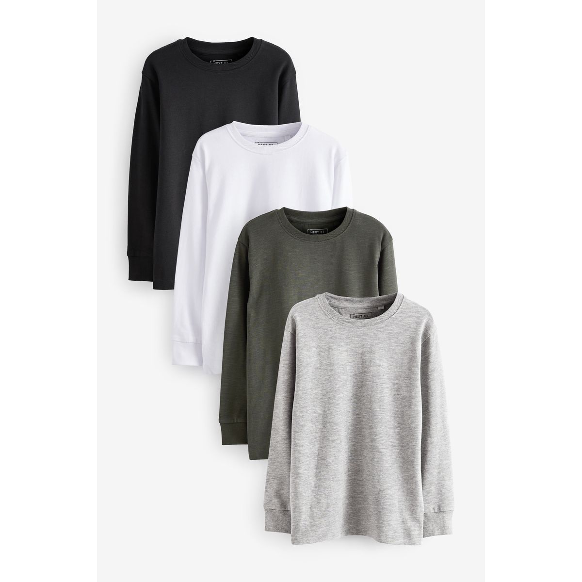 T-shirt à manches longues, lot de 4 noir/blanc/gris, NEXT