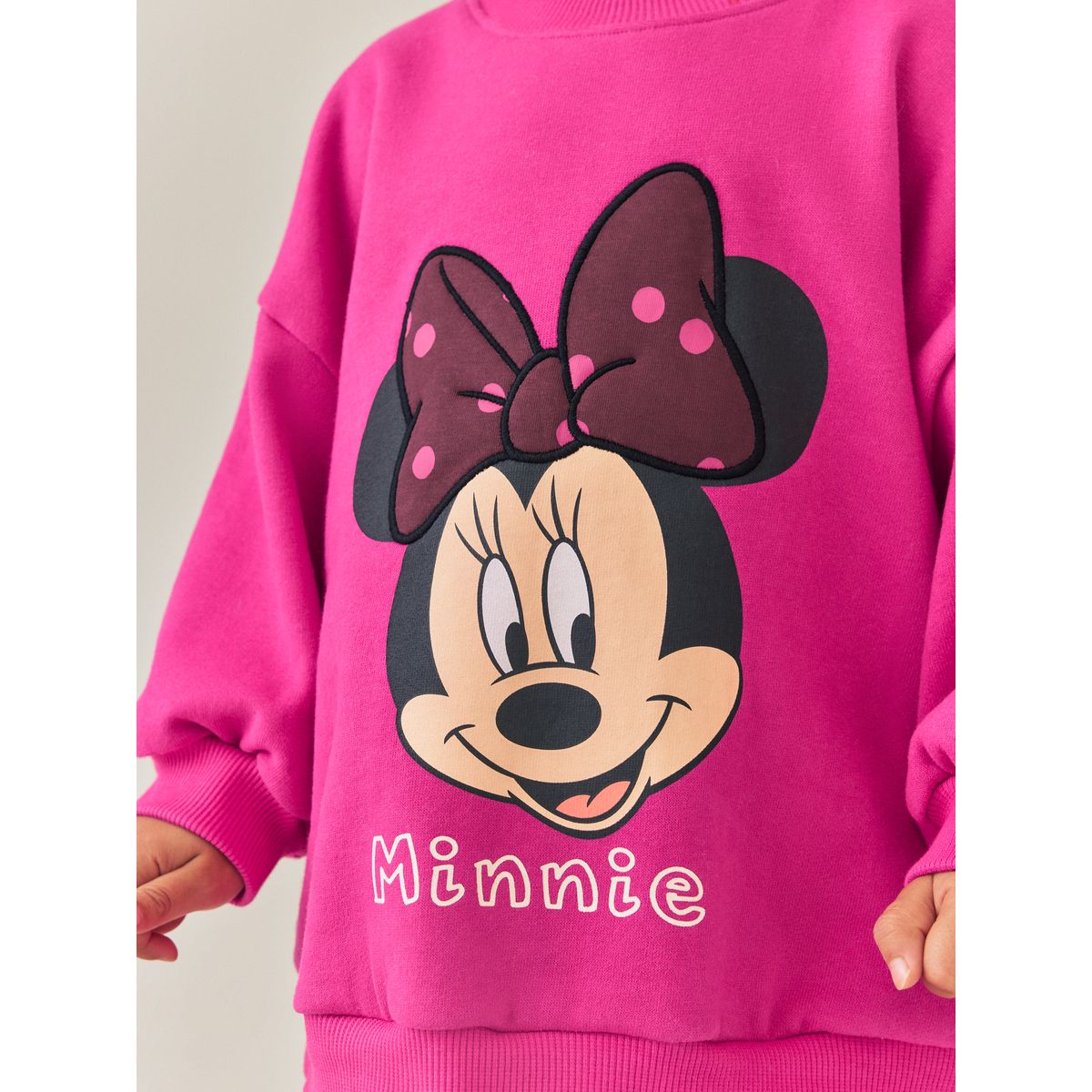 Ensemble sweat et pantalon évasé minnie mouse rose framboise à pois, NEXT