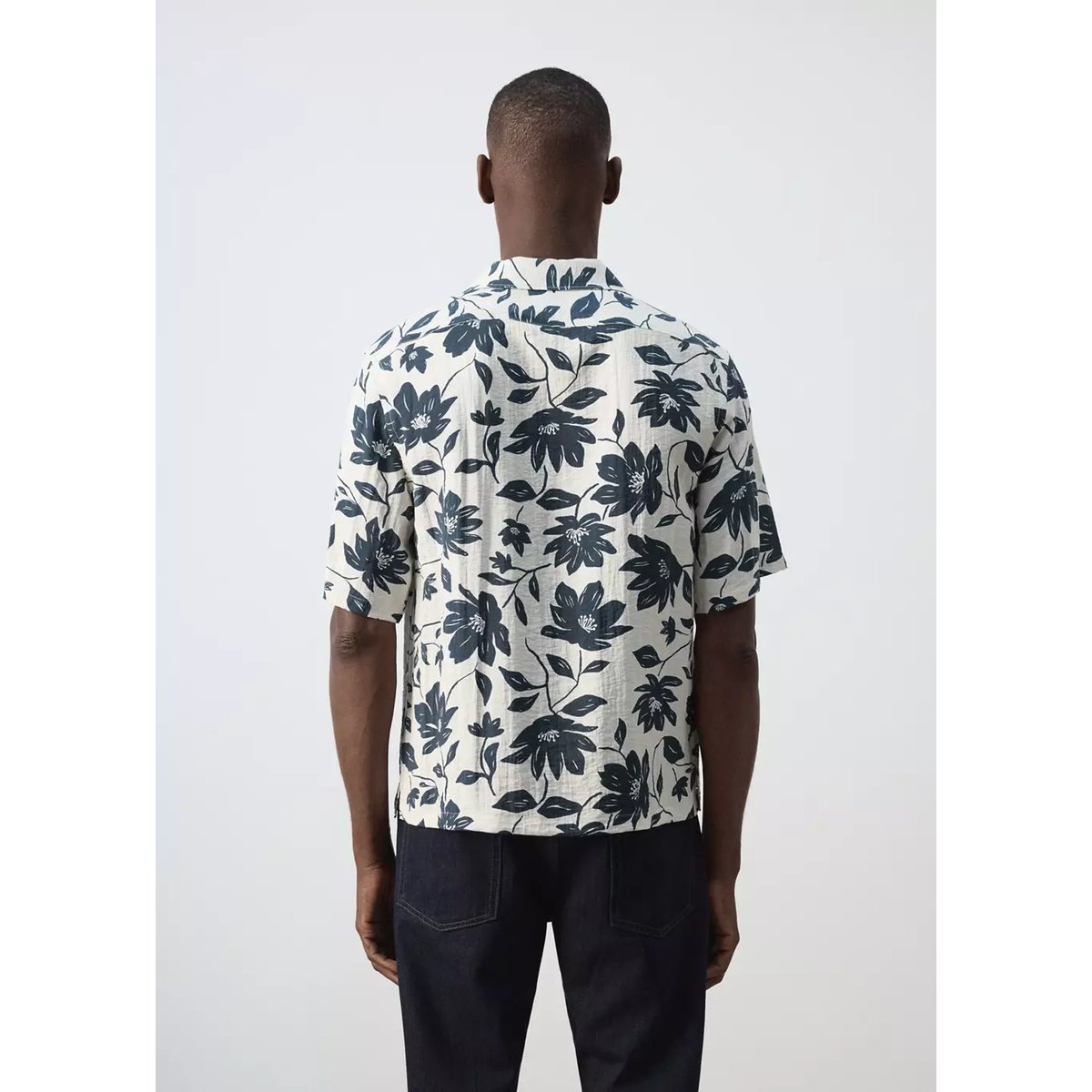 Chemise fluide imprimé fleuri beige, MANGO MAN