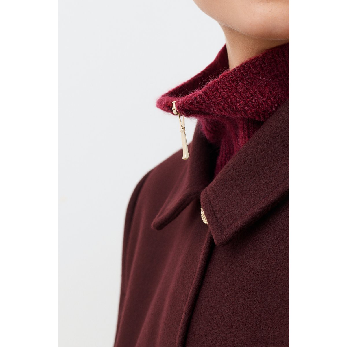 Poncho ample col chemise HACAP bordeaux, CAROLL
