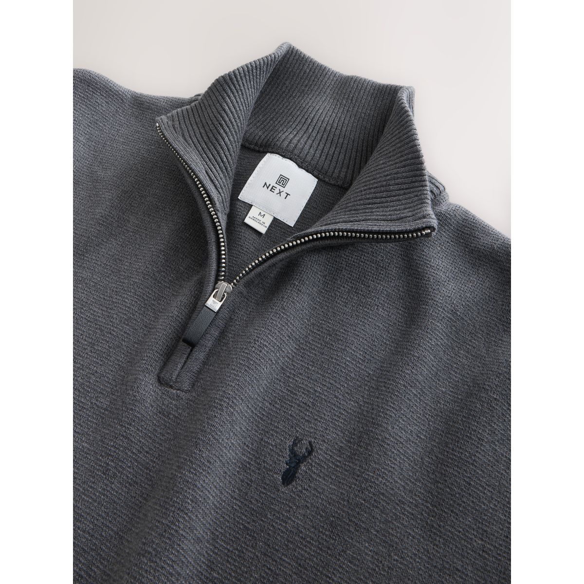 Pull standard à col zippé premium gris anthracite, NEXT