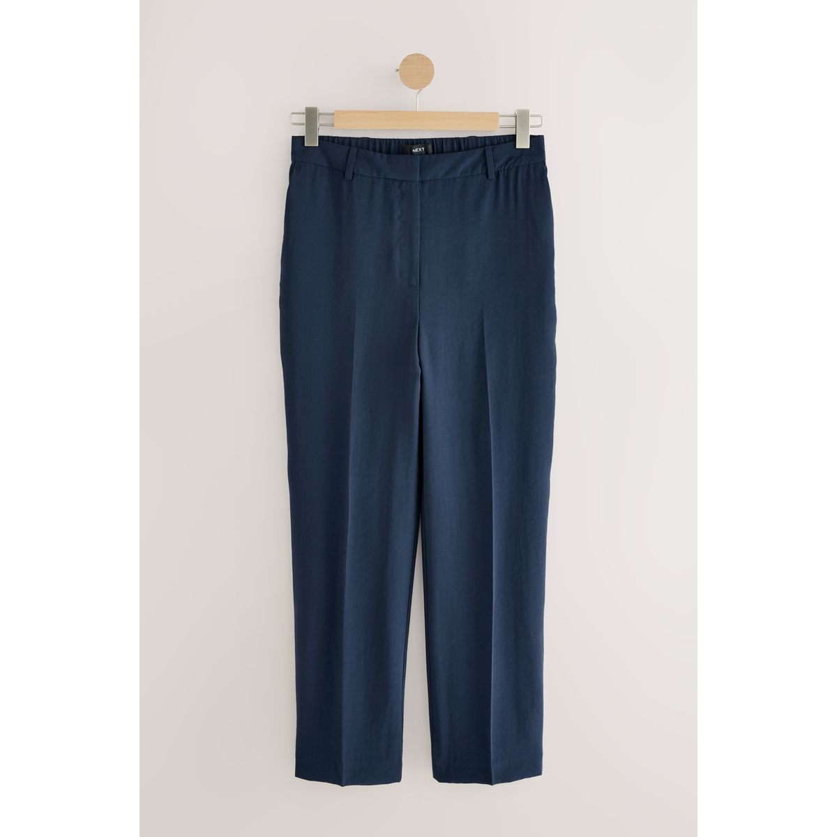Pantalon droit en modal avec élastique au dos bleu marine, NEXT