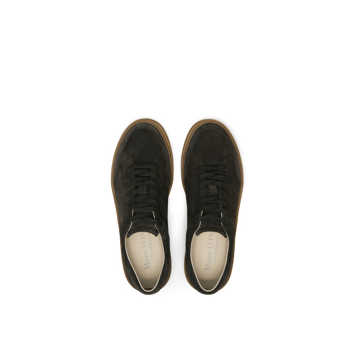 Modèle de baskets Enrique en cuir de vachette velours de grande qualité gris foncé, MARC O'POLO