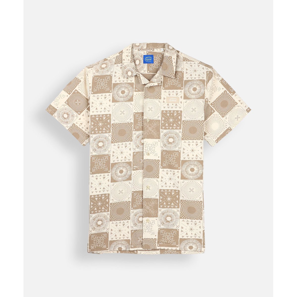 Chemise manches courtes imprimée lin CHEERS sable, OXBOW