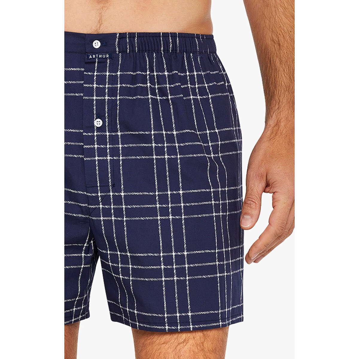 Caleçon classique en coton, imprimé Lewis marine, ARTHUR