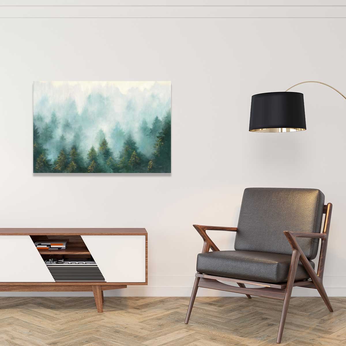 Tableau abstrait Brume sur la forêt tableau alu dibond, HEXOA