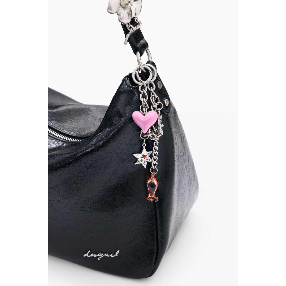Sac carré effet cuir noir, DESIGUAL