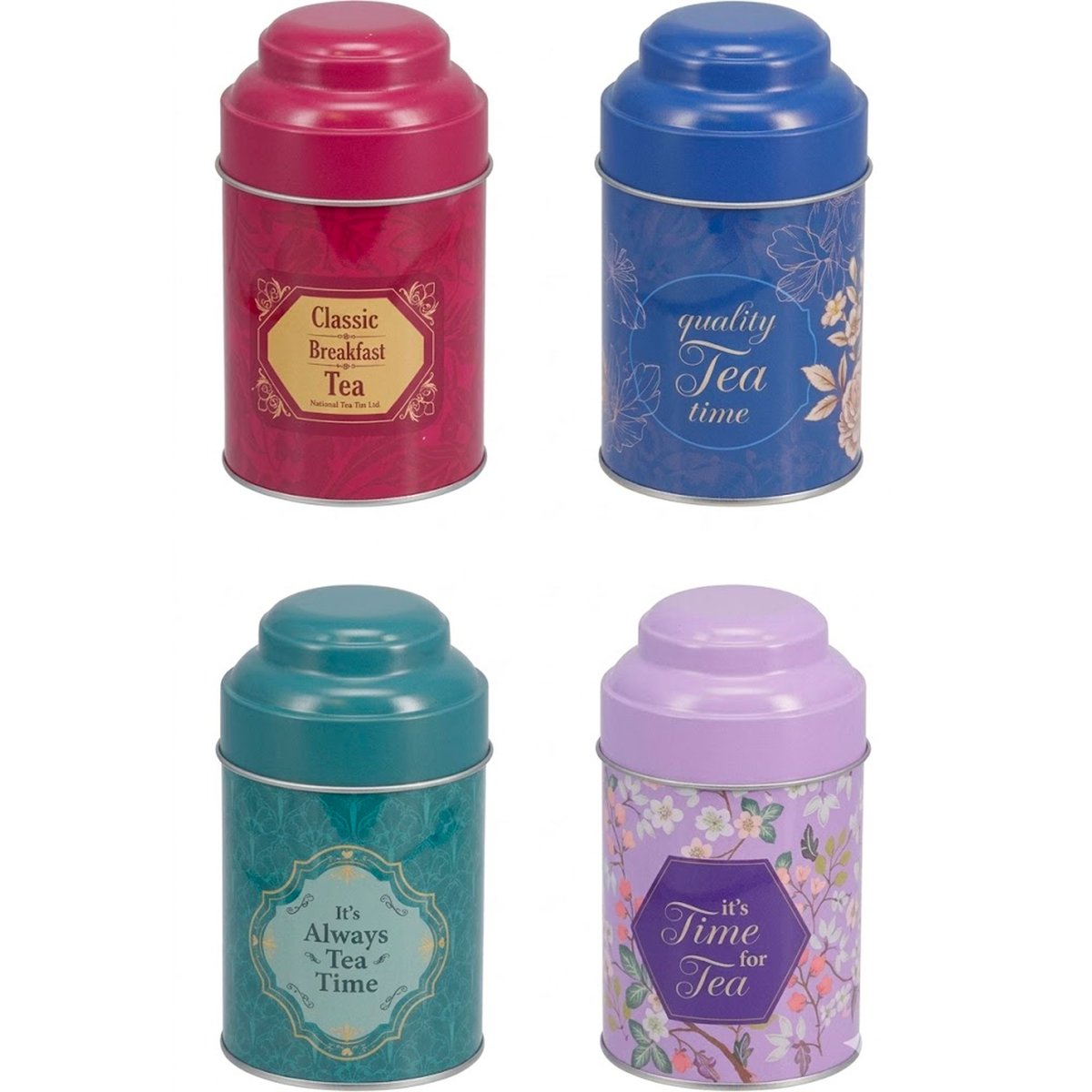 Set de 4 jolies boîtes à thé en métal multicolores 7.5x7.5x13.5cm multicolore, WADIGA