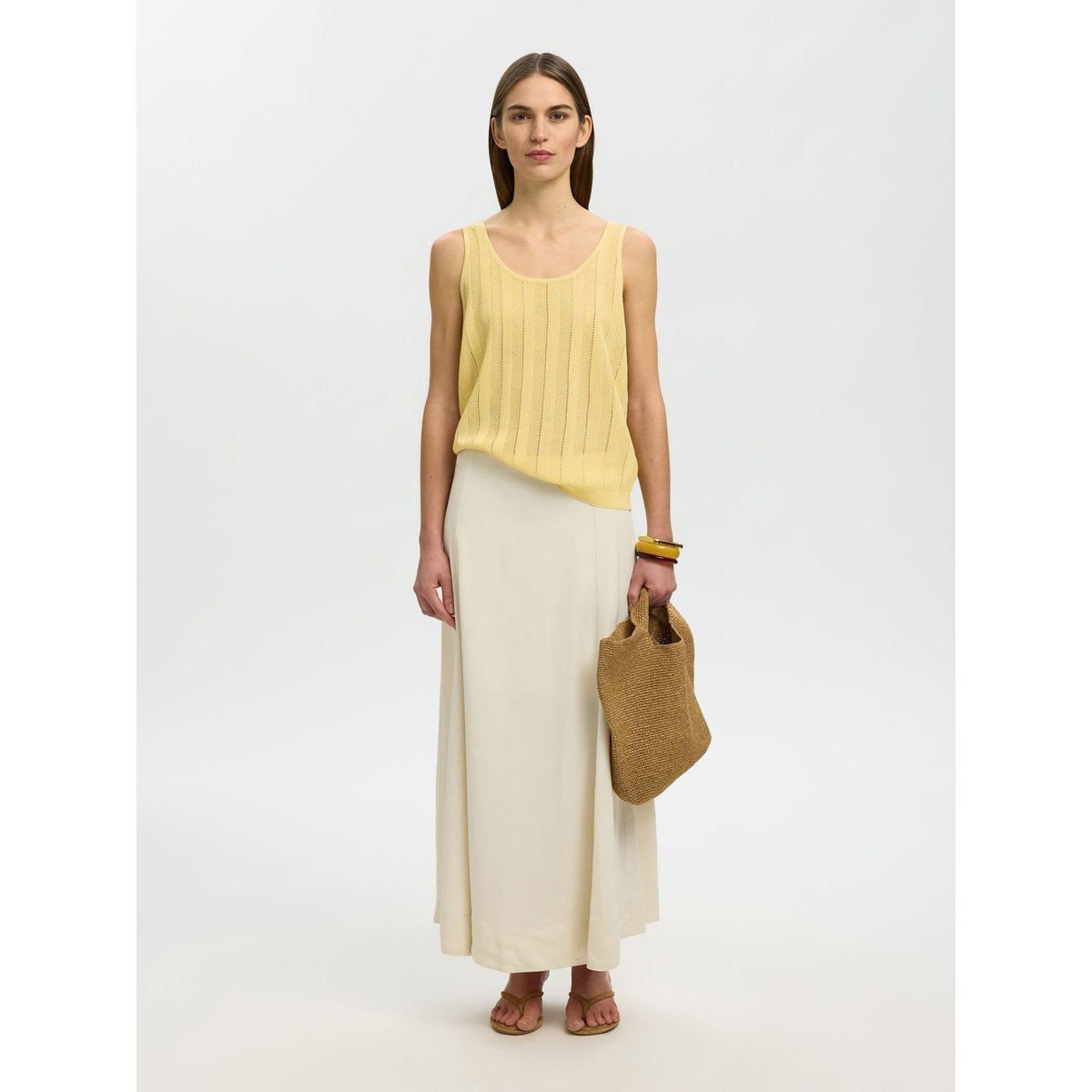 Top En Maille jaune - italian straw, SELECTED