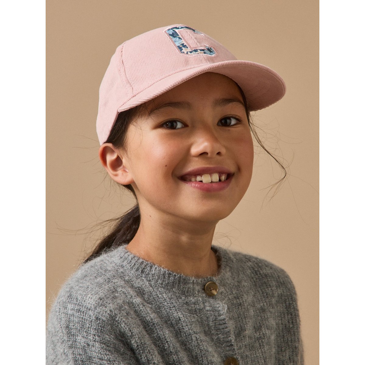 Casquette velours rose poudre, CYRILLUS