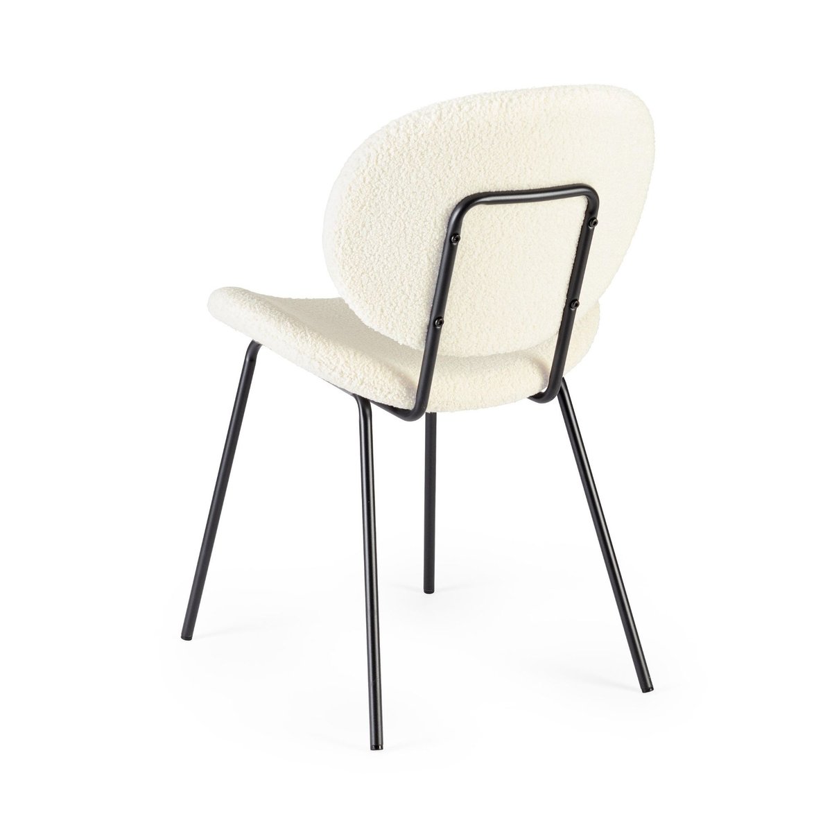 Chaises de salle à manger design en tissu bouclette (lot de 2) - KIM blanc, HELLIN, DEPUIS 1862