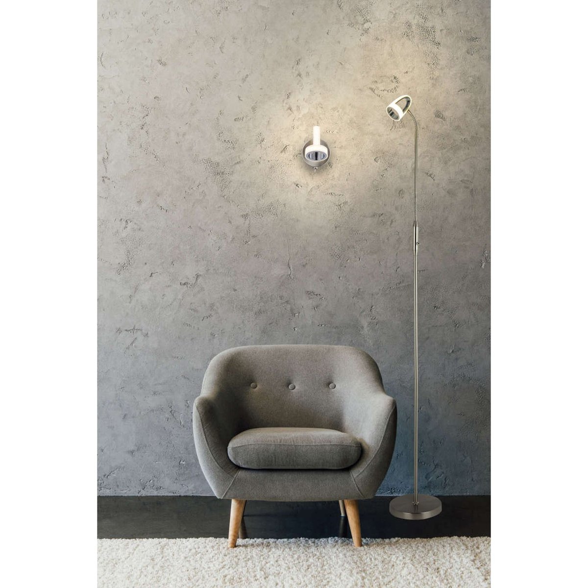 Lampadaire Led Design Rodrik argent, GLOBO LIGHTING