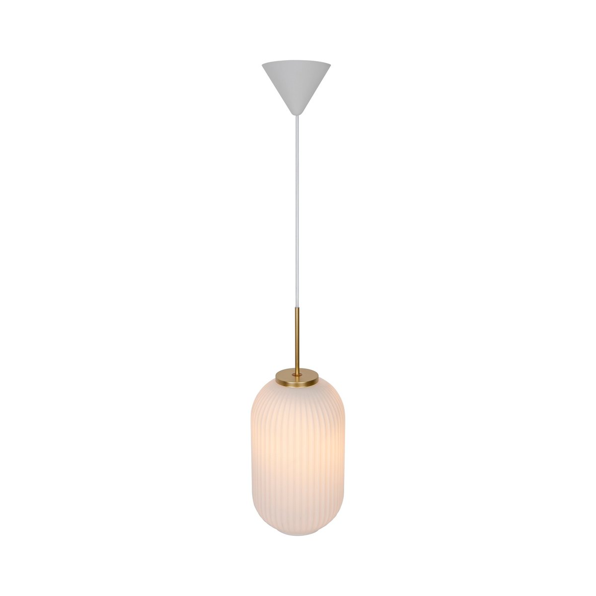 Suspension émet une lumière douce en verre strié, MILFORD 30 opale, NORDLUX