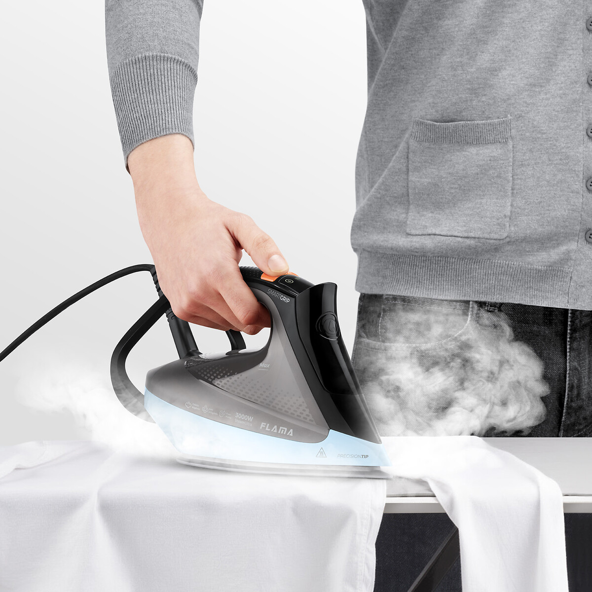 Ferro a Vapor SteamUltra SmartGrip 3000W 5399FL, FLAMA preto/azul, FLAMA