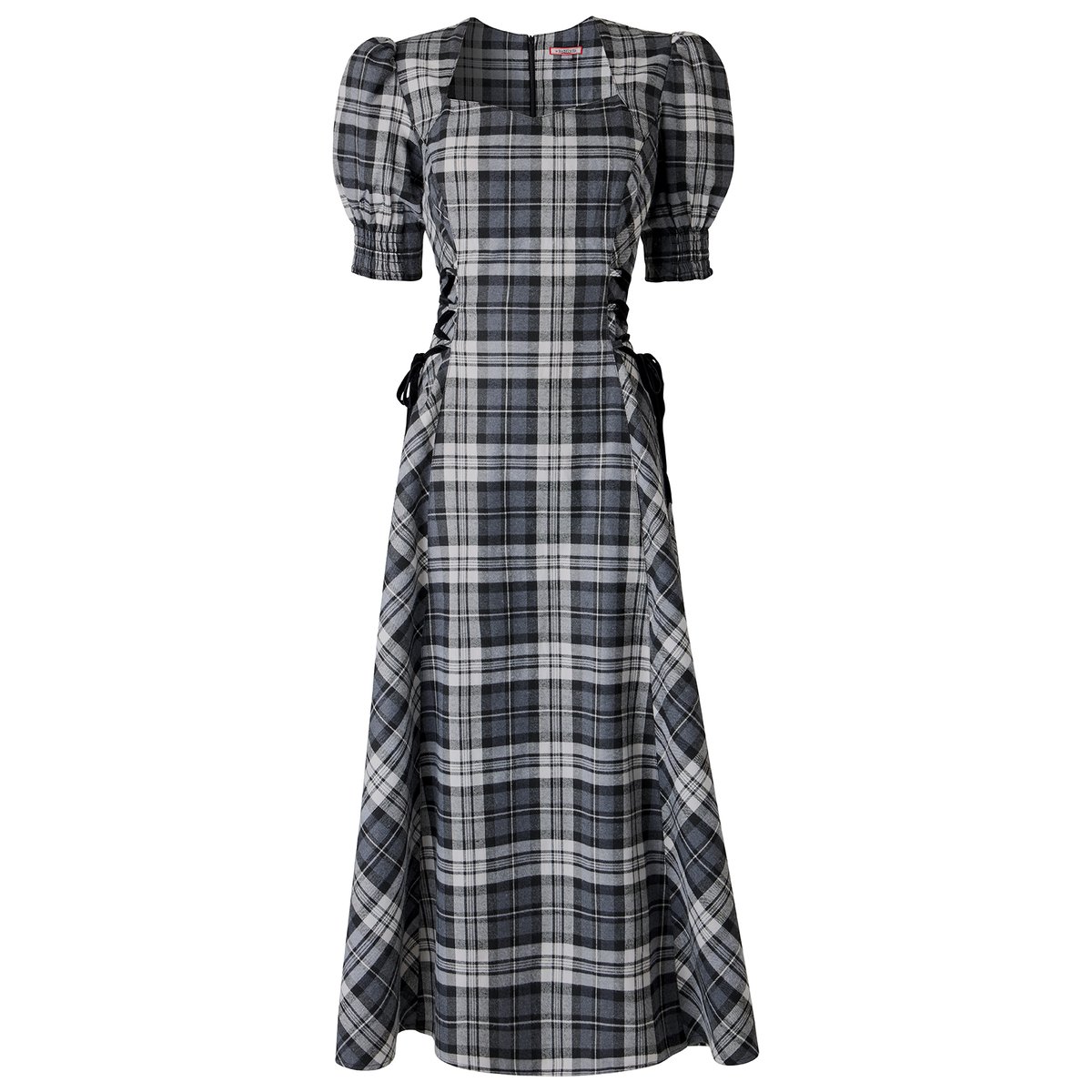 Robe Longue à Carreaux Lacée sur les Côtés Luna noir, JOE BROWNS
