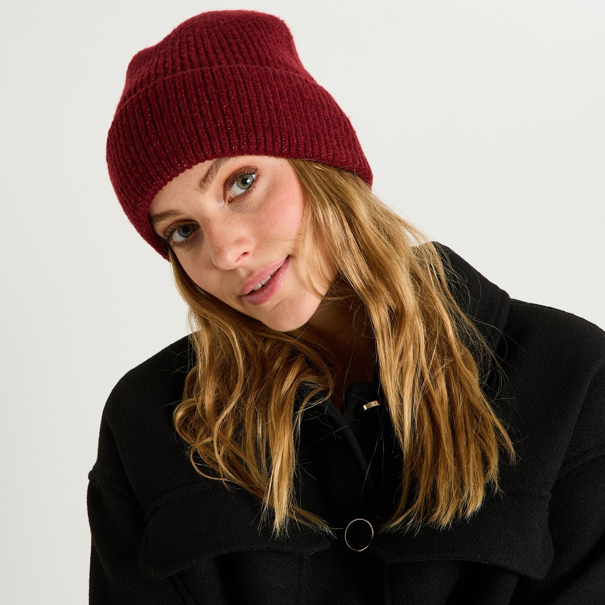 Bonnet uni brillant orange bordeaux, GRAIN DE MALICE